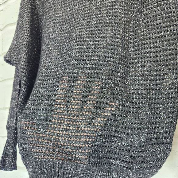 AllSaints Women Black Sheer Open Knit Elle Metallic Pullover Size XS - Picture 5 of 13